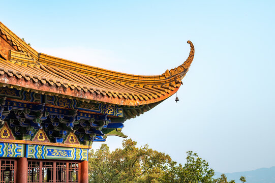 The glazed tile eaves of a temple, China