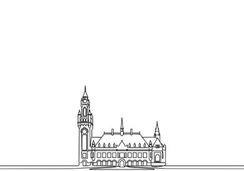 Fototapeta premium The Hague Peace Palace Monoline Skyline Vertical Art