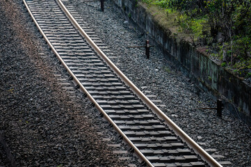 Fototapeta premium A close-up shot of a section of railway track