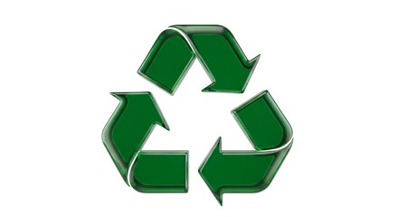Fototapeta premium 3D green recycling symbol loop with glossy finish for eco-friendly sustainability campaigns