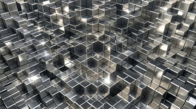 Abstract Metallic Cubes - A Futuristic Architectural Composition.