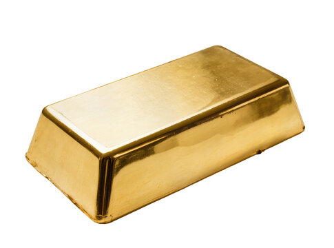 Shiny golden bullion bar, a symbol of wealth and investment, isolated on transparent background, precious metal asset PNG