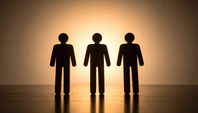 Abstract silhouettes selecting a standard studio setting conceptual art soft lighting side view creative expression