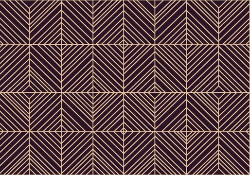 Geometric chevron pattern with gold lines on deep purple, modern textile design