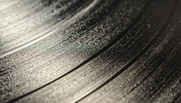 Close up of a vintage vinyl record showing grooves and textures