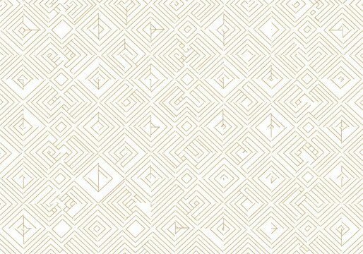 Gold geometric labyrinthine pattern on white textured background