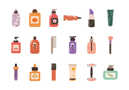 Beauty Skincare Cosmetic Illustration Set