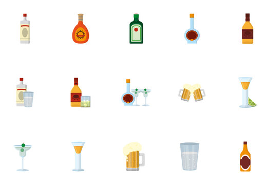Alcohol Drinks Illustration Set