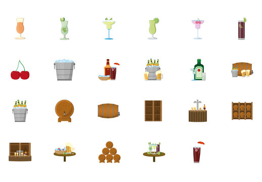 Cocktail Bar Illustration Set