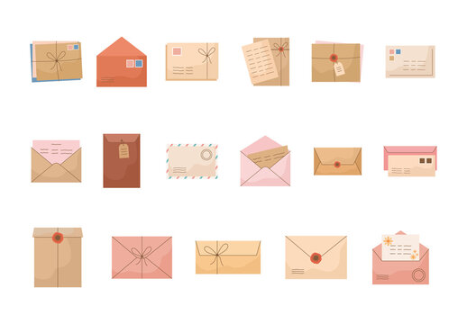 Cute Mail Letter Illustration Set