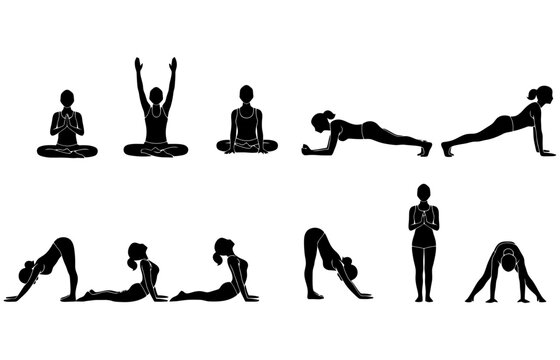 silhouettes of people doing yoga