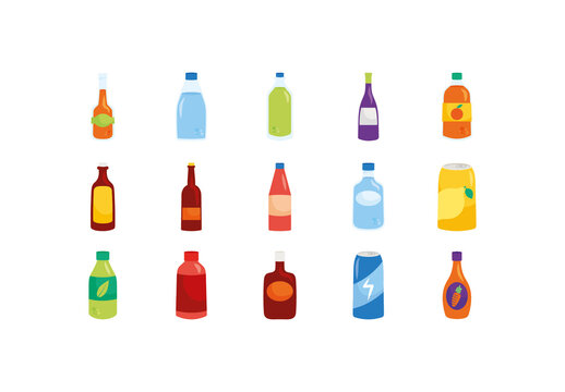 Beverage Bottle Illustration Set