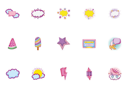 Pop Art Retro Comic Illustration Set