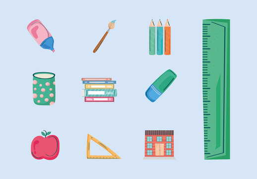 School Supplies Illustration Set