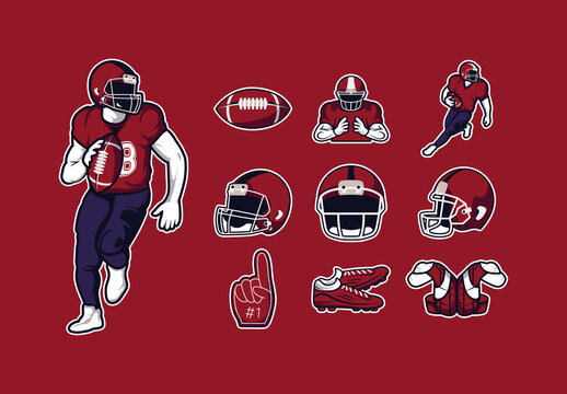 Football Sticker Illustration Set