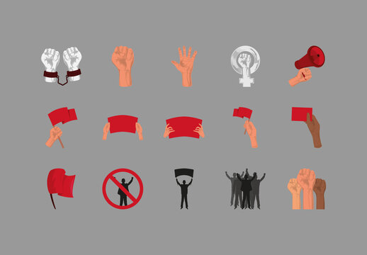 Political Protest Illustration Set