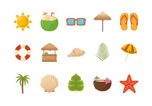 Tropical Beach Summer Illustration Set