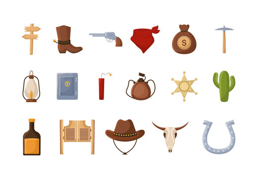 Wild West Cowboy Illustration Set