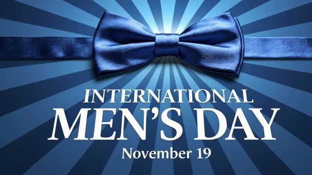 International mens day poster with blue bow tie