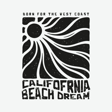California beach for t shirt, poster, logo, sticker, or apparel merchandise