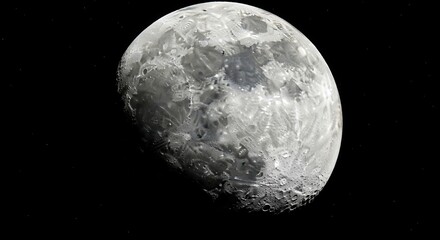 Naklejka premium Highly detailed full moon exhibiting its rugged surface and celestial beauty against the darkness of space.