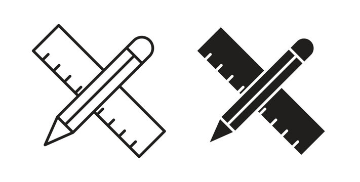 Pencil and ruler icon vector pictogram pack. icon vector template
