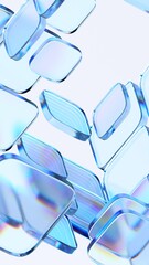 Abstract glass blocks on a white background, vertical 3d render