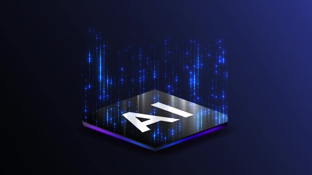 Isometric cpu processor with AI technology. AI chip processing big data. Chipset concept. high-tech computing power and artificial intelligence.