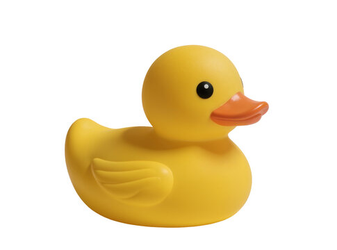 Isolated vibrant yellow rubber duck toy for playful bath time and happy childhood fun