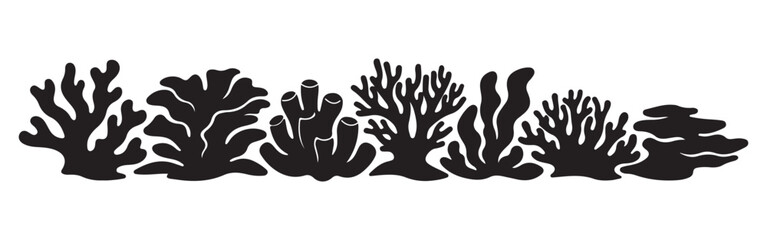 Obraz premium Coral Silhouette Vector Illustration Set