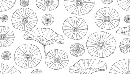 Vector illustration of lotus leaves line art pattern with natural geometry and symmetry © Creative Stoker