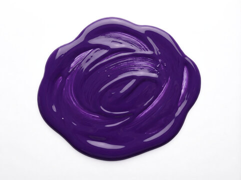 Glossy purple paint puddle with swirl texture top view
