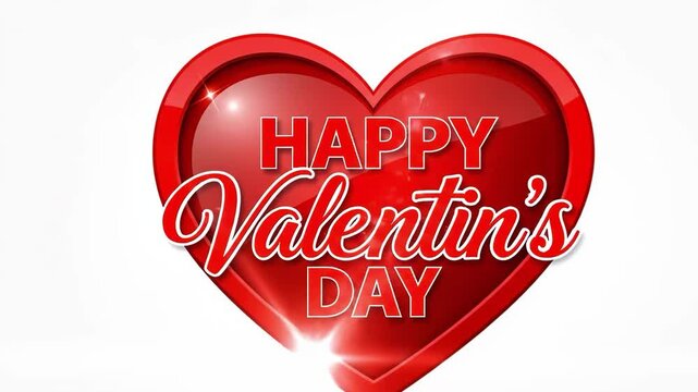 Happy valentins day with big red heart on white background isolated on white background