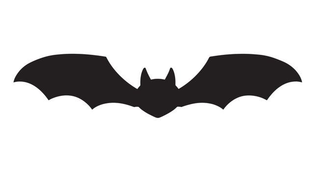 Bat silhouette with outstretched wings, a classic symbol for Halloween and nighttime creatures. featuring black, flying, night with creature and