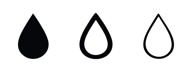 Fototapeta premium Water Drop Icon Set - Teardrop, Liquid, Moisture Symbol