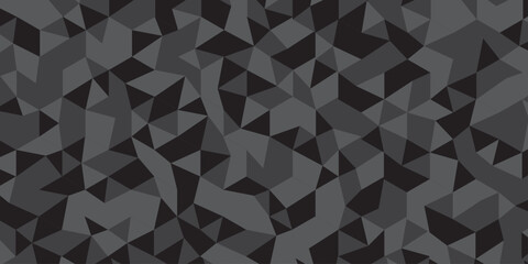 Obraz premium Abstract geometric black and gray background seamless mosaic and low polygon triangle texture wallpaper. Triangle shape retro wall grid pattern geometric ornament tile vector square element.