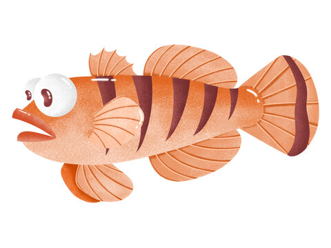 Hand drawn illustration of cute goby with round eyes
