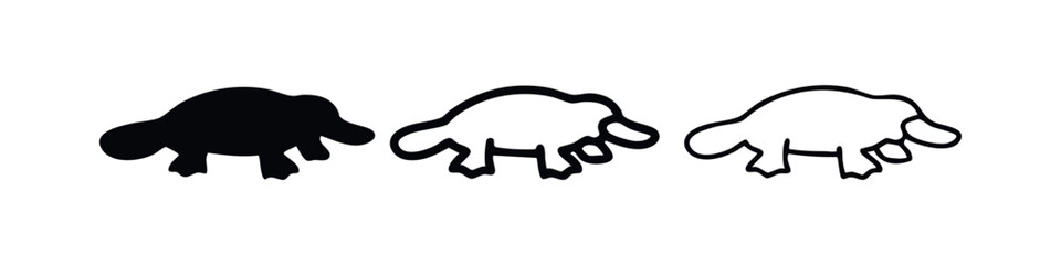 Obraz premium Platypus icon set in various styles on a white background.