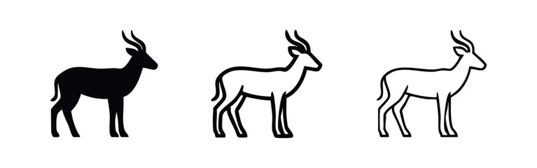 Fototapeta premium Graceful Gazelle or Antelope Icon Set, Symbol of African Savanna