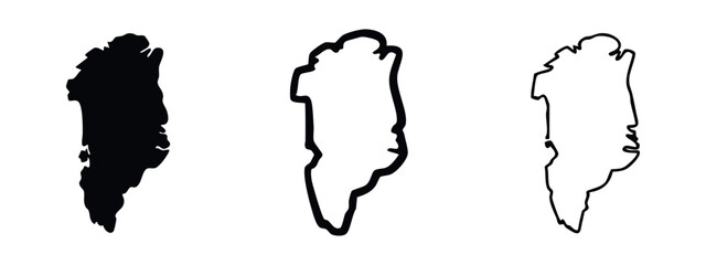 Greenland Island Map Icon Set, Country Borders Outline and Filled Vector Collection © liubomir118809