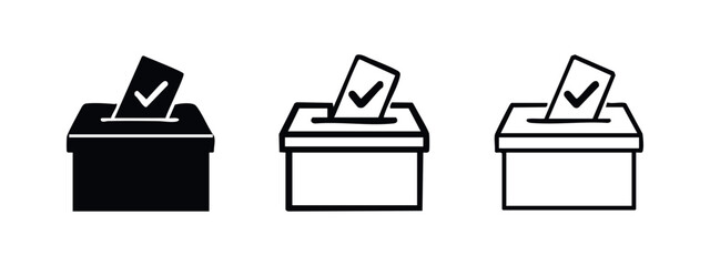 Ballot box and vote icon set for elections and democratic process. © liubomir118809