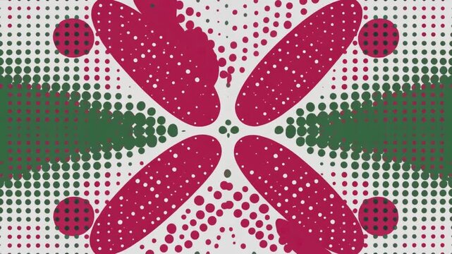 Red and green abstract dot pattern.