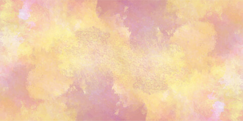 Obraz premium abstract watercolor background with soft pastel pink yellow and purple clouds, ethereal atmospheric texture backdrop