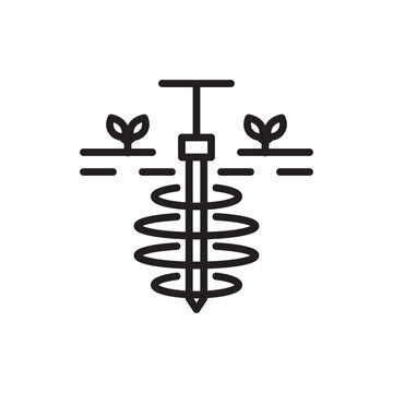 Soil moisture probe icon symbolizing smart irrigation tech, representing sub-surface sensing hardware, volumetric water content tools, agronomy data systems, and sustainable soil management equipment.