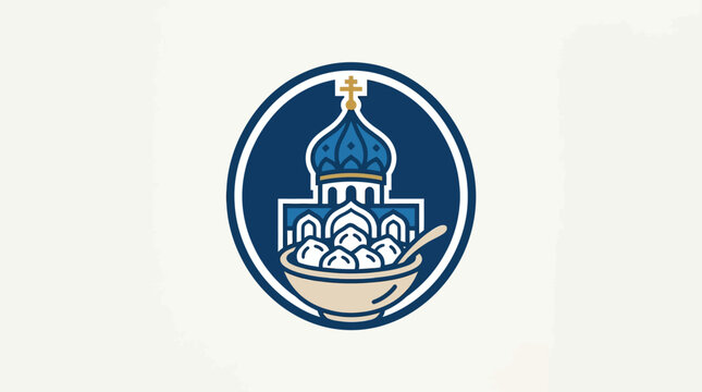 Russian Inspired Food Logo with Church and Dumplings