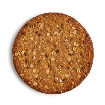 Whole grain oatmeal cookie isolated on white background