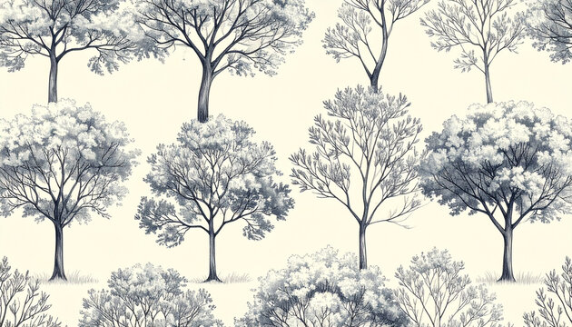 Stylized trees pattern illustration decorative design for various applications