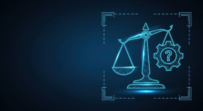 Abstract depiction of the scales of justice, symbolizing legal balance and fairness in the digital realm.