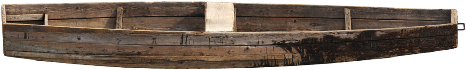 Fototapeta premium Old Wooden Boat Isolated on Transparent Background PNG – Rustic Vintage Rowboat