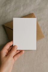 Obraz premium Blank card with brown envelope